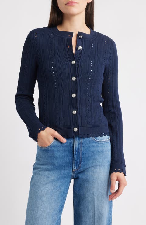 Scalloped Button Front Cardigan