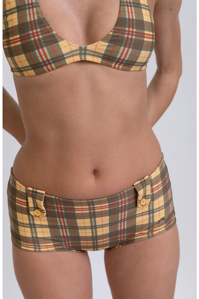 Mini Swim Short, Alternate, color, Yellow Green Plaid