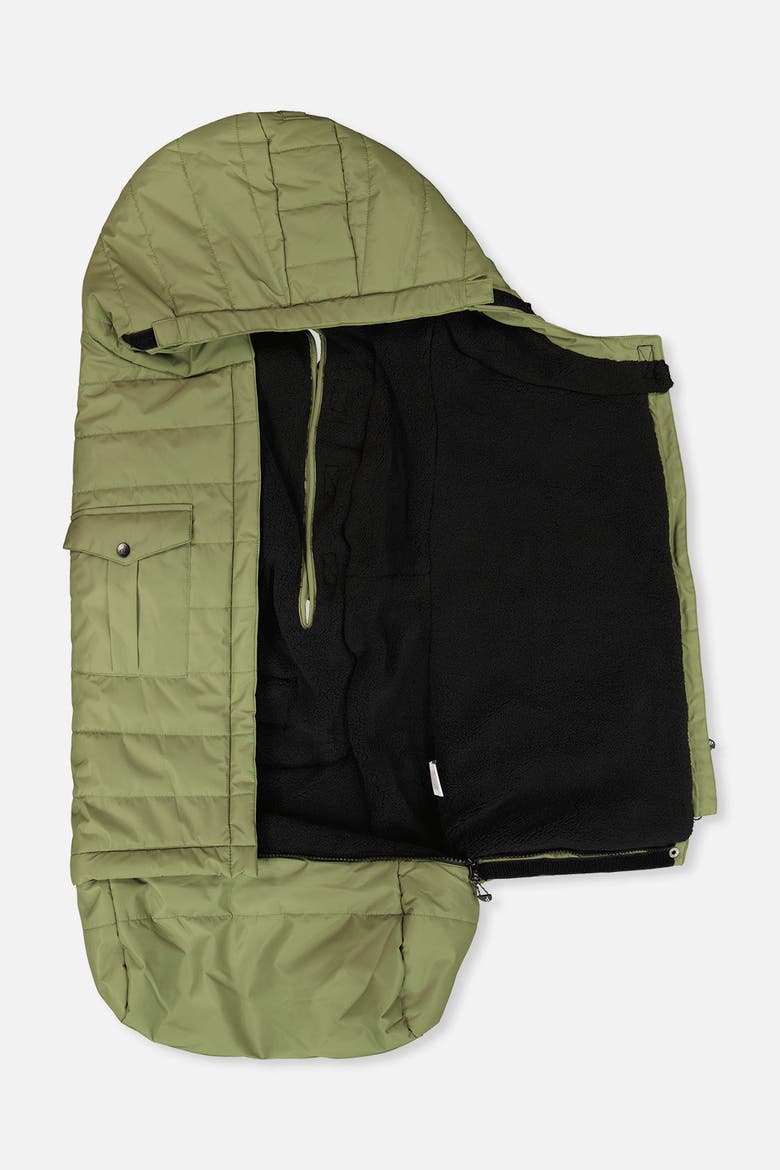 Evolutive Adjustable Hood Footmuff for Car Seats and Strollers, Alternate, color, Olive Green