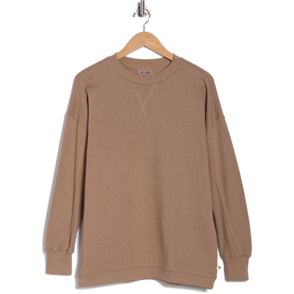 Jessica Simpson Fleece Crewneck Pullover In Brown