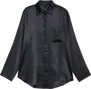 SKIMS Lightweight Stretch Satin Button-Up Shirt