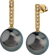 The Pearl Source Tahitian South Sea Pearl Dangling Diamond Earrings