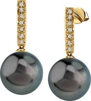 The Pearl Source Tahitian South Sea Pearl Dangling Diamond Earrings