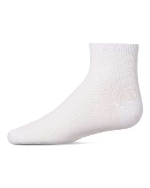 Memoi Girls' Pique Stitch Anklet Socks In White