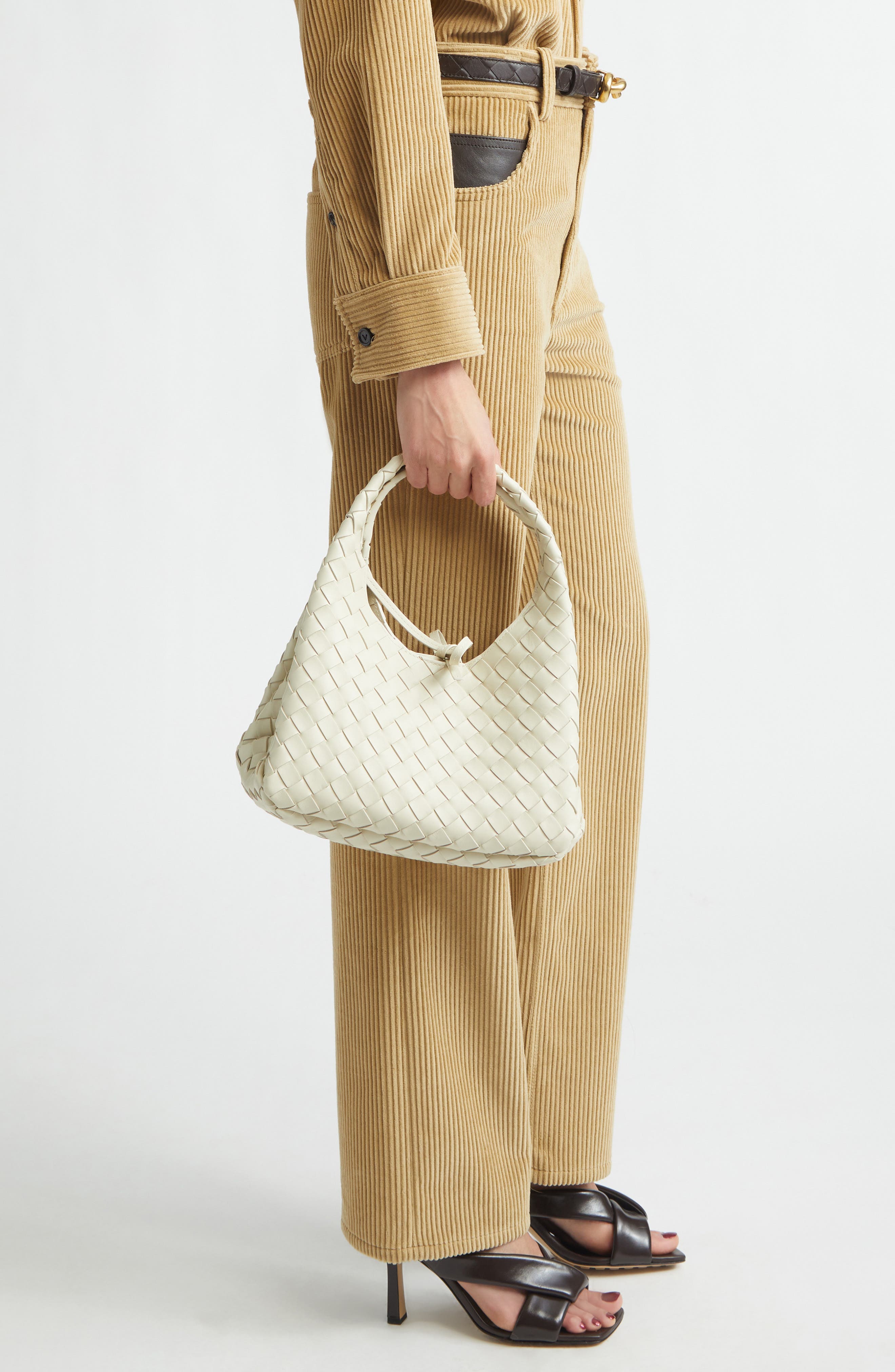 Small Campana Intrecciato Leather Shoulder Bag, Alternate, color, 9195 SEA SALT-M BRASS