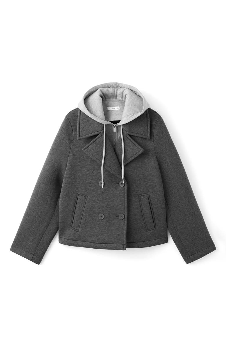 MANGO Layered Hooded Jacket, Alternate, color, Medium Heather Grey