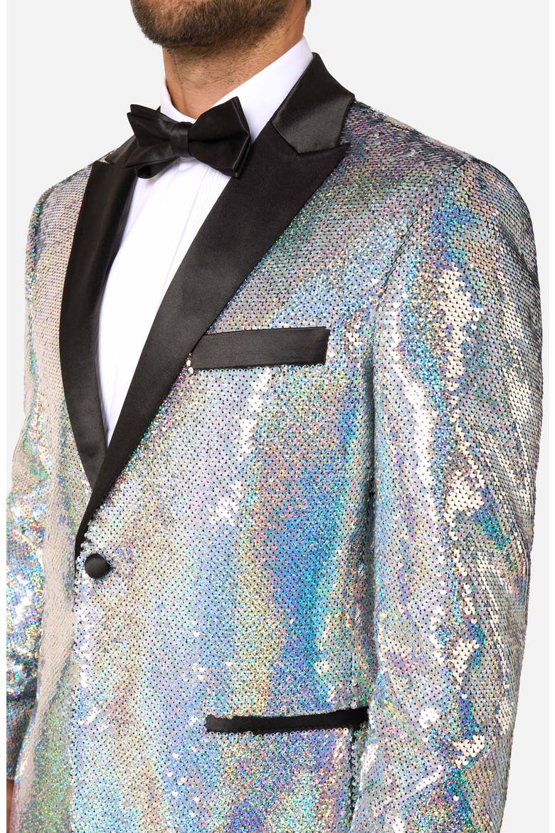 Holographic Sequins Dinner Jacket, Alternate, color, SILVER