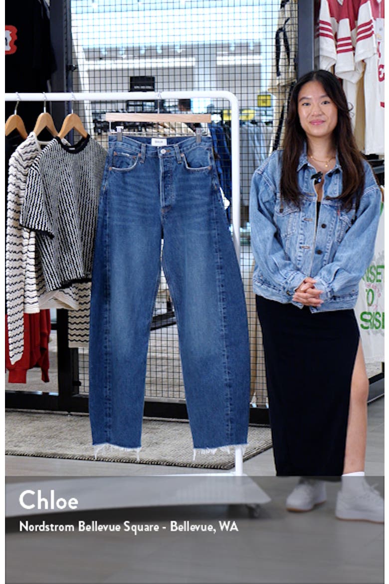 Luna Piece High Waist Raw Hem Barrel Jeans video