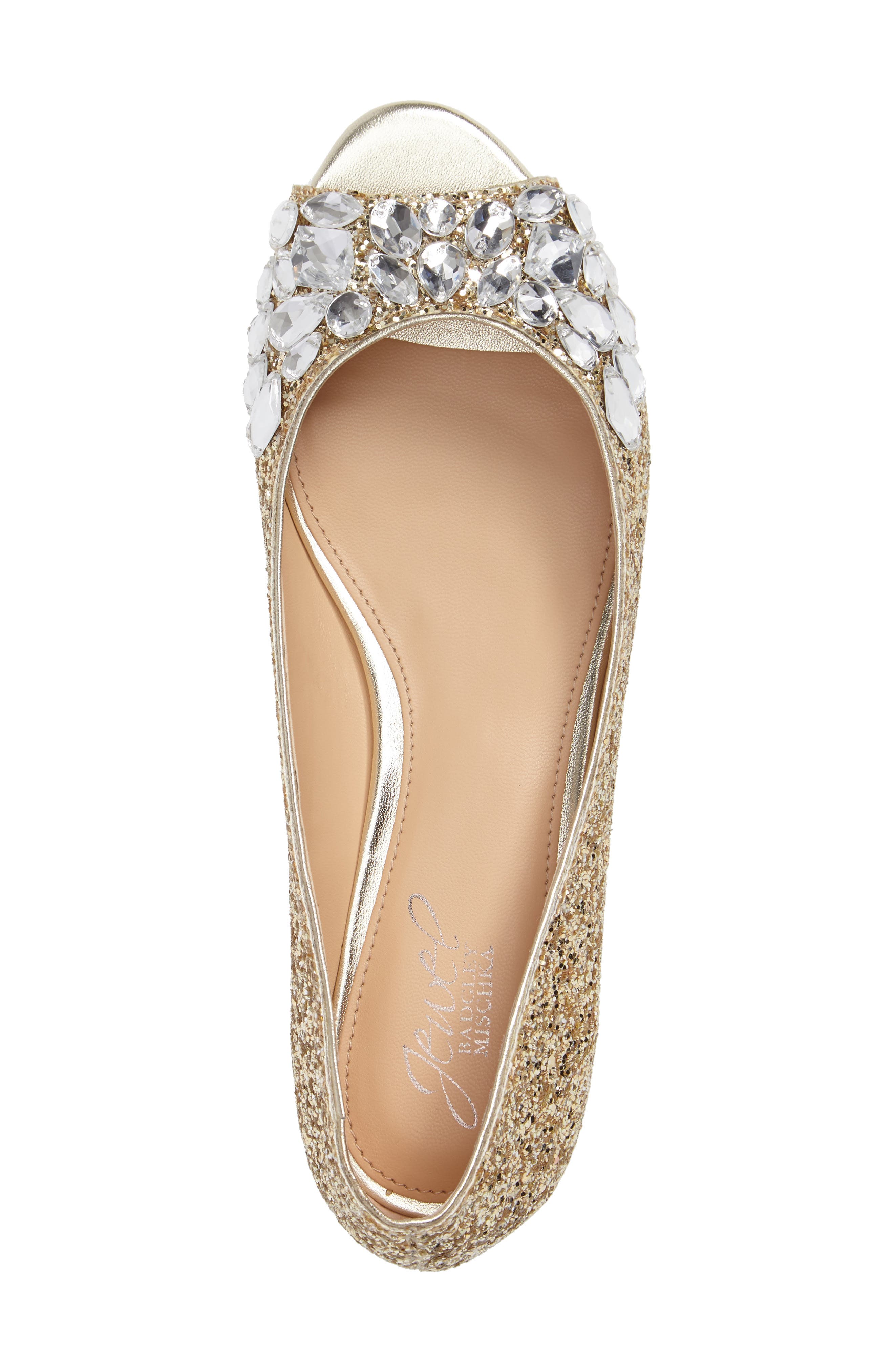 Jewel Badgley Mischka Claire Embellished Flat, Alternate, color, 