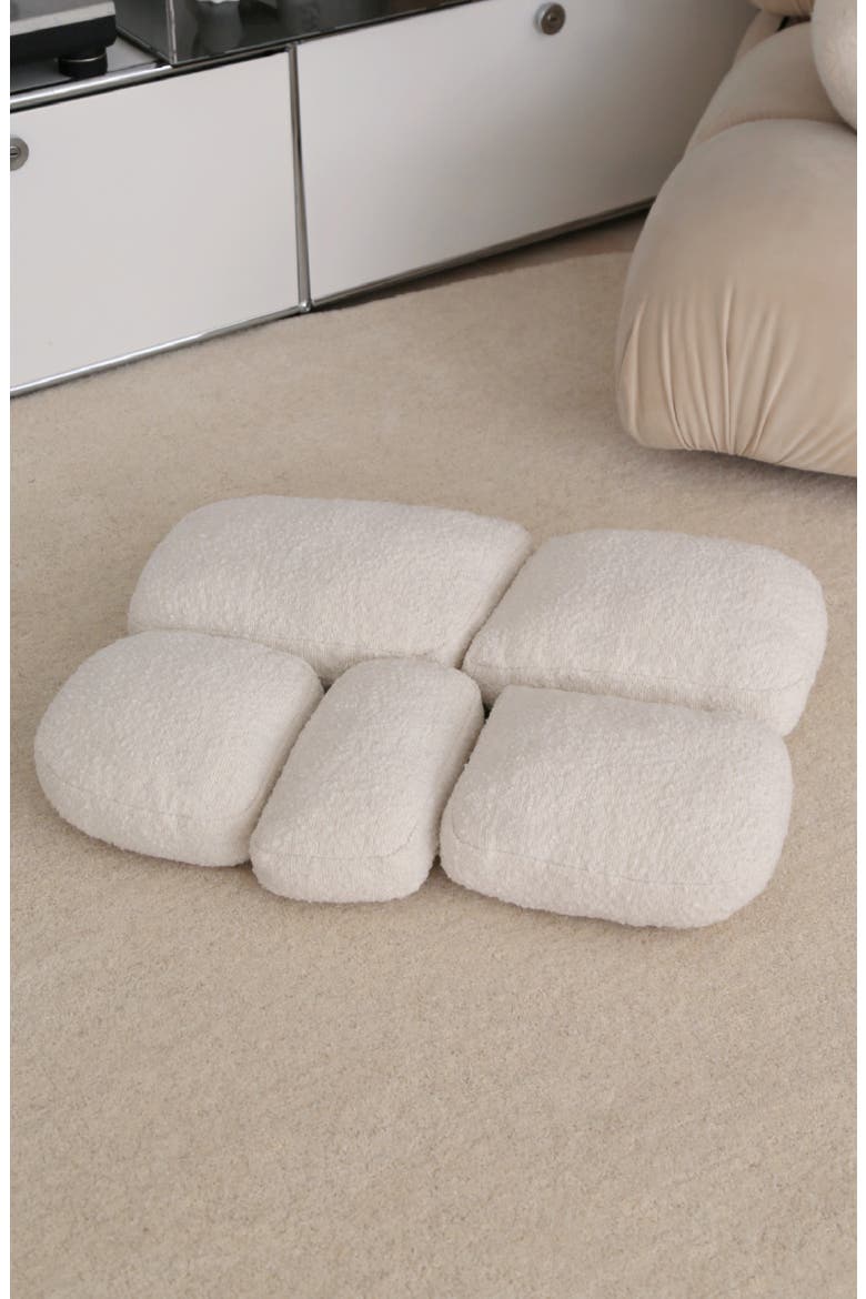 Bouclé Pebble Cat Bed, Alternate, color, WHITE
