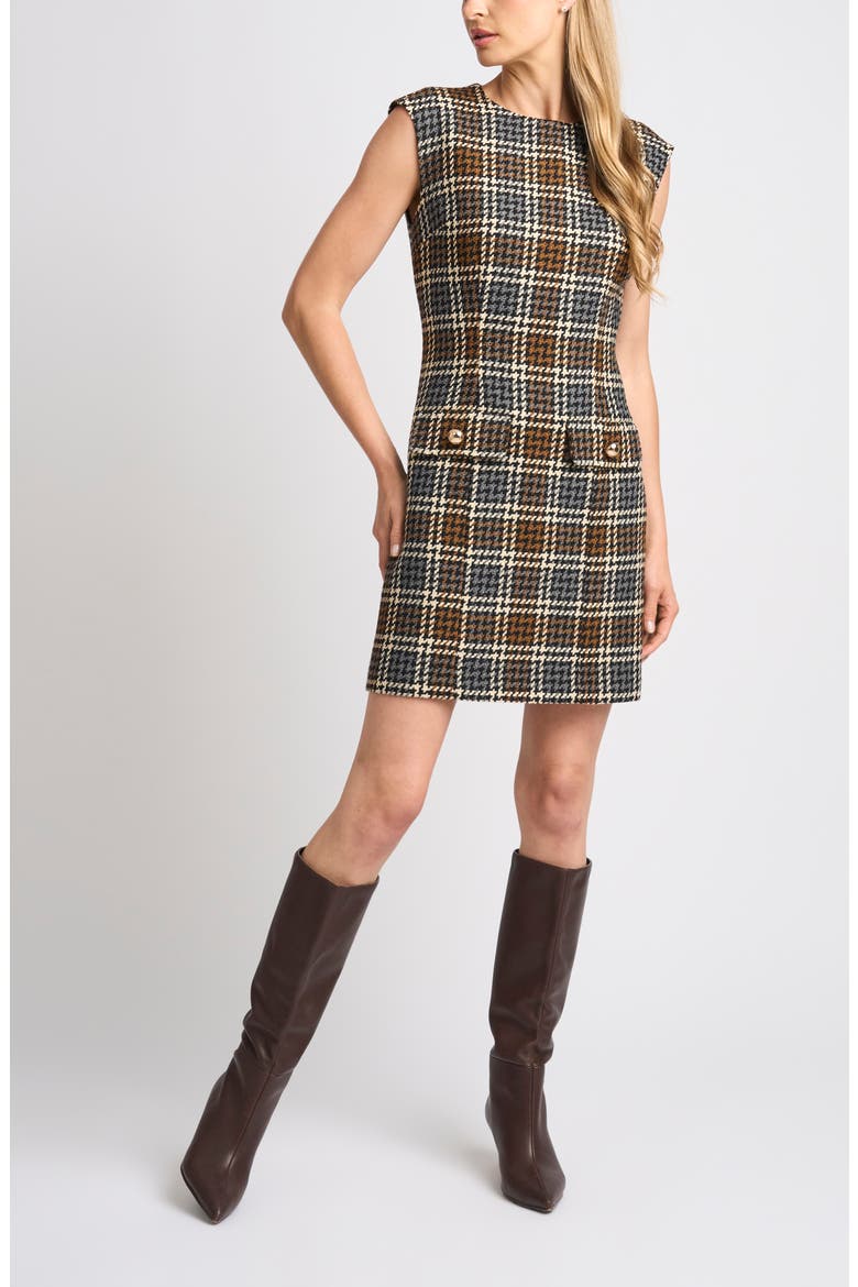 Jamie Plaid Shift Dress, Main, color, RICH BLACK