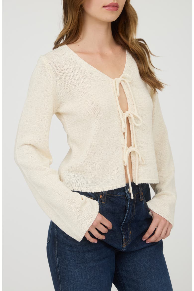 Front Tie Crop Cardigan, Alternate, color, CREAM