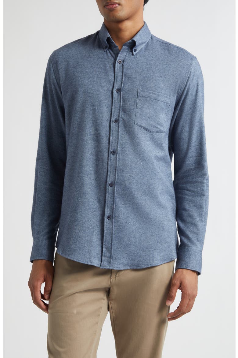 Brushed Cotton Flannel Button-Down Shirt, Main, color, LIGHT BLUE MEL26