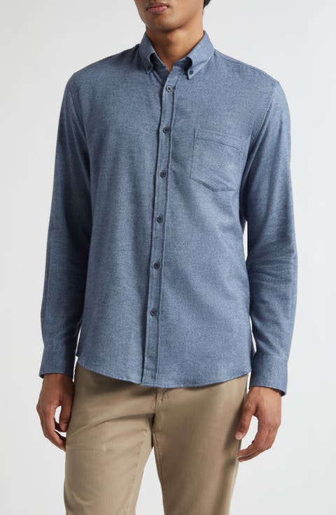 Brushed Cotton Flannel Button-Down Shirt