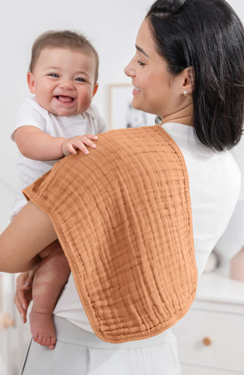 Comfy Cubs Muslin Burp Cloths - Pack of 6, Alternate, color, Caramel