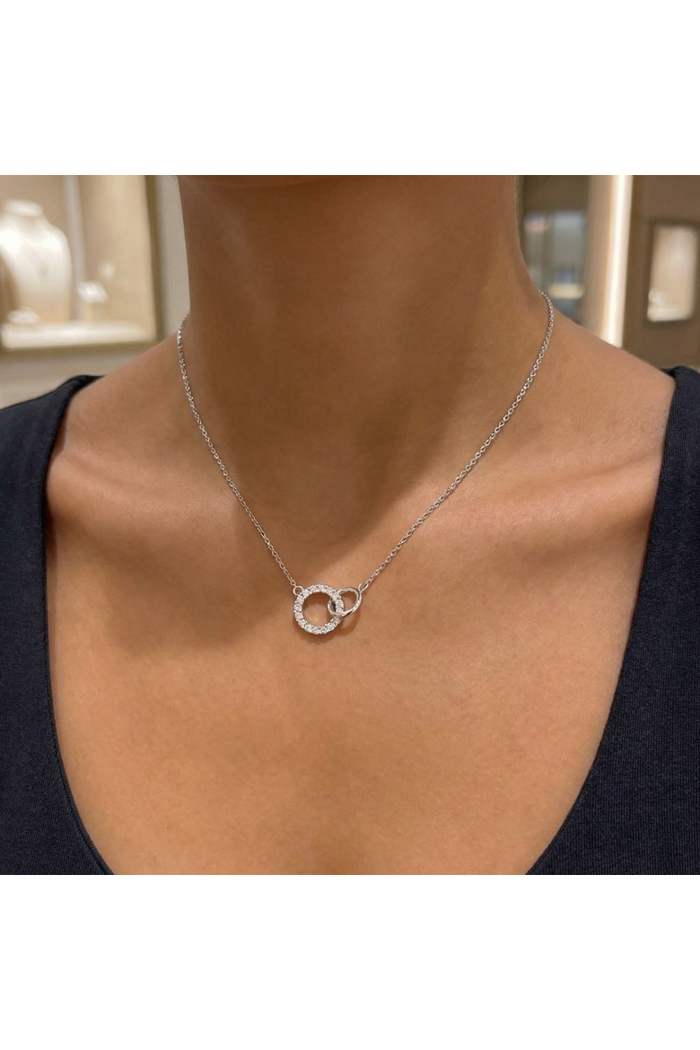 1/3Ct Mini Duet Circle Diamond Necklace 14k Gold Pendant Lab Grown 18", Alternate, color, 14k Yellow Gold