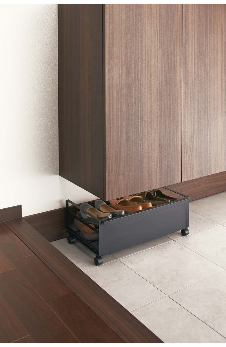 Yamazaki Rolling Shoe Rack, Alternate, color, Black