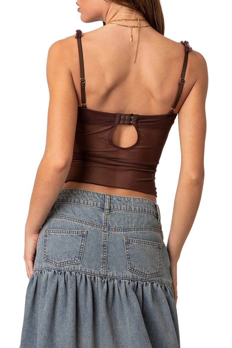 Mercy Sheer Mesh Bra Top, Alternate, color, BROWN
