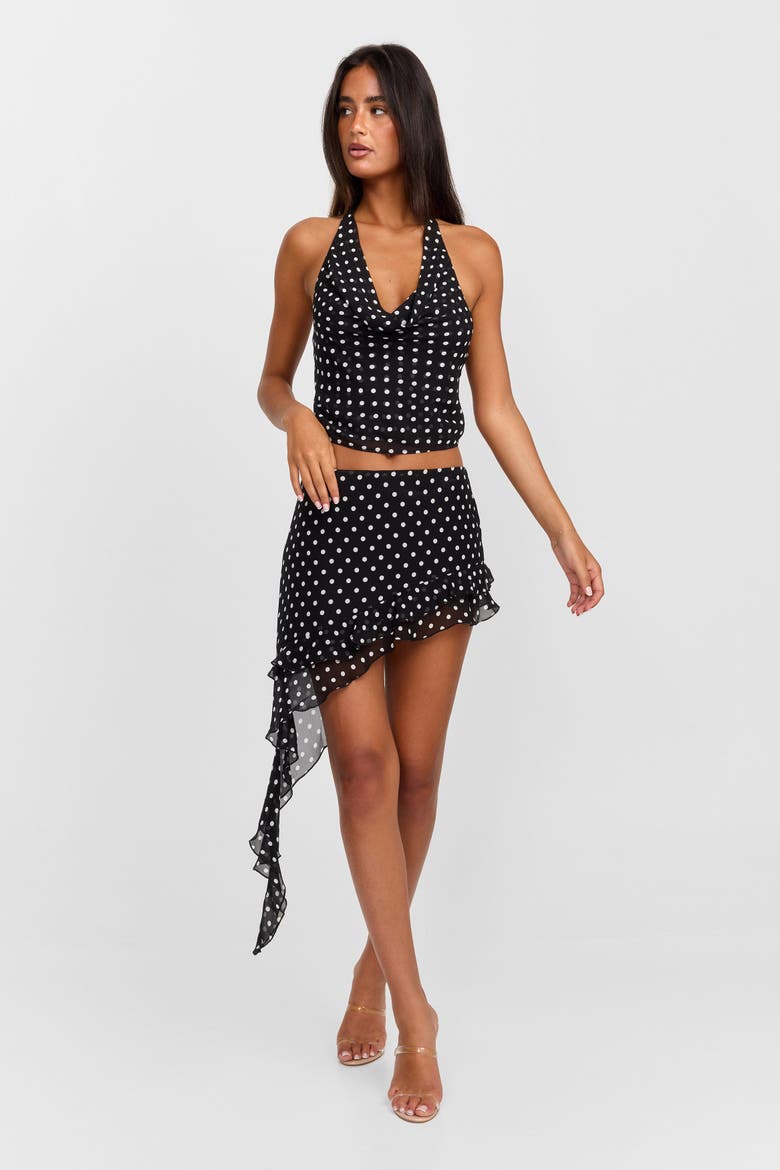 Clara Mini Skirt, Alternate, color, Black Polkadot