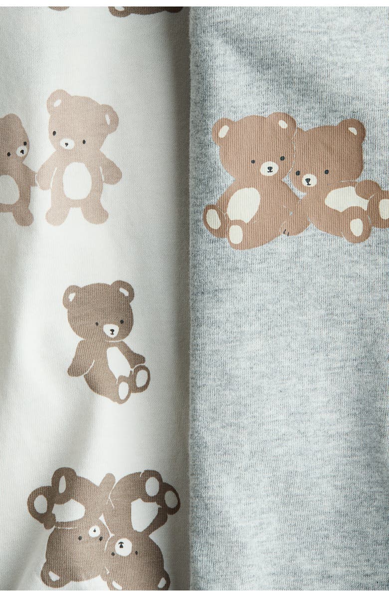H&M 2-pack Zip-up Sleepsuits, Alternate, color, Light Gray/Teddy Bears