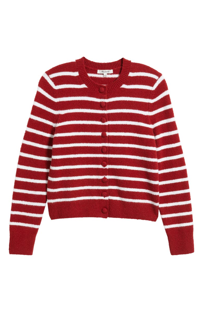 Madewell Kensington Cardigan, Alternate, color, Red And White Stripe