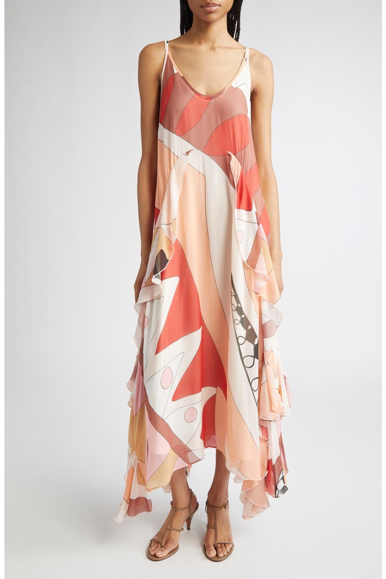 Sasha Ruffle Maxi Dress, Main, color, CREAM/ RED MULTI