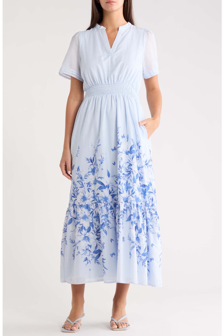 Fernie Field Janey Cotton Poplin Maxi Dress, Main, color, LIGHT BLUE