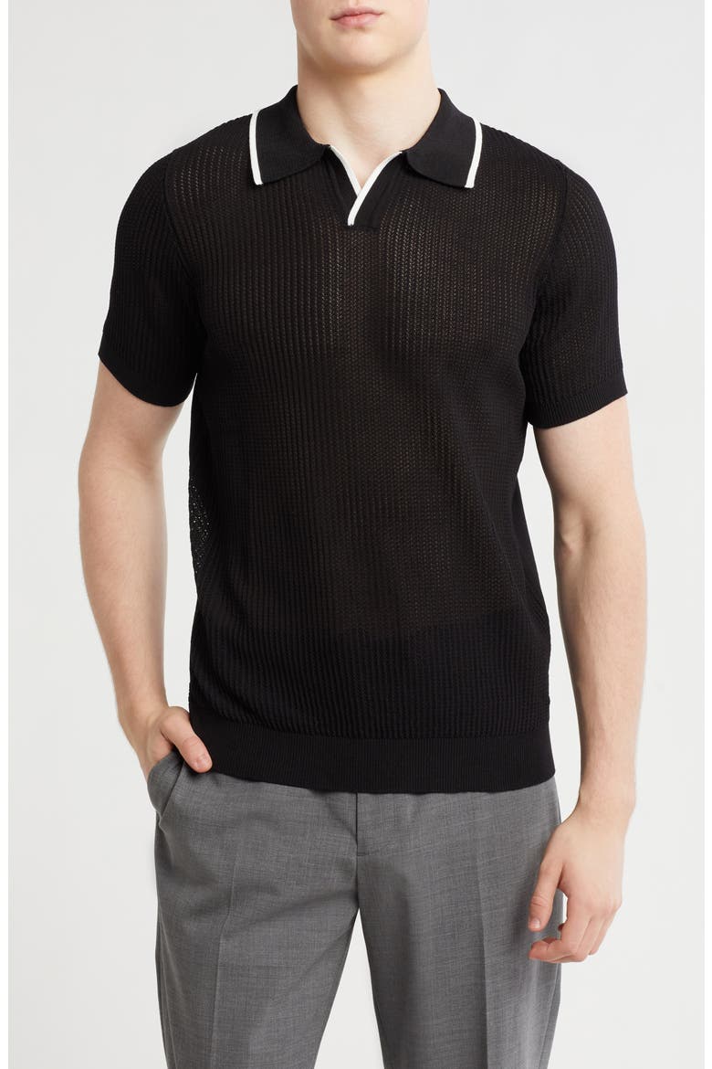 Johnny Collar Sweater Knit Polo, Main, color, BLACK