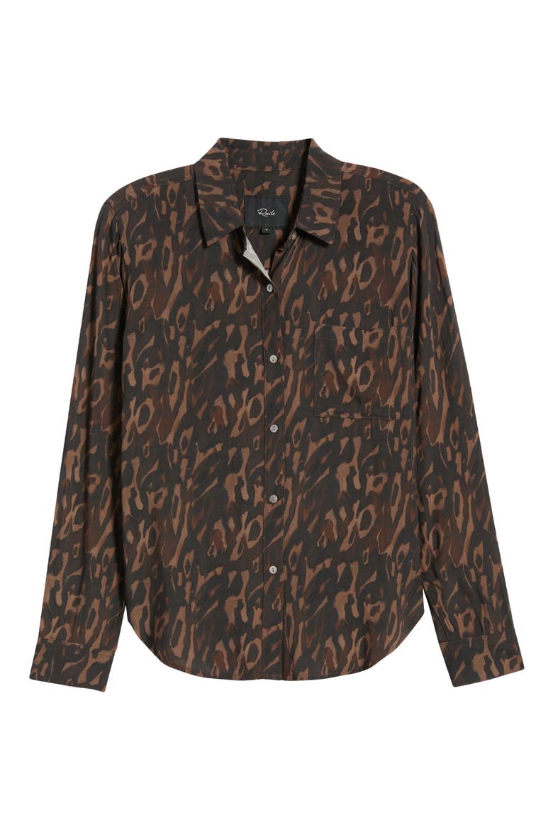 Josephine Leopard Print Button-Up Shirt, Alternate, color, CEDAR LEOPARD