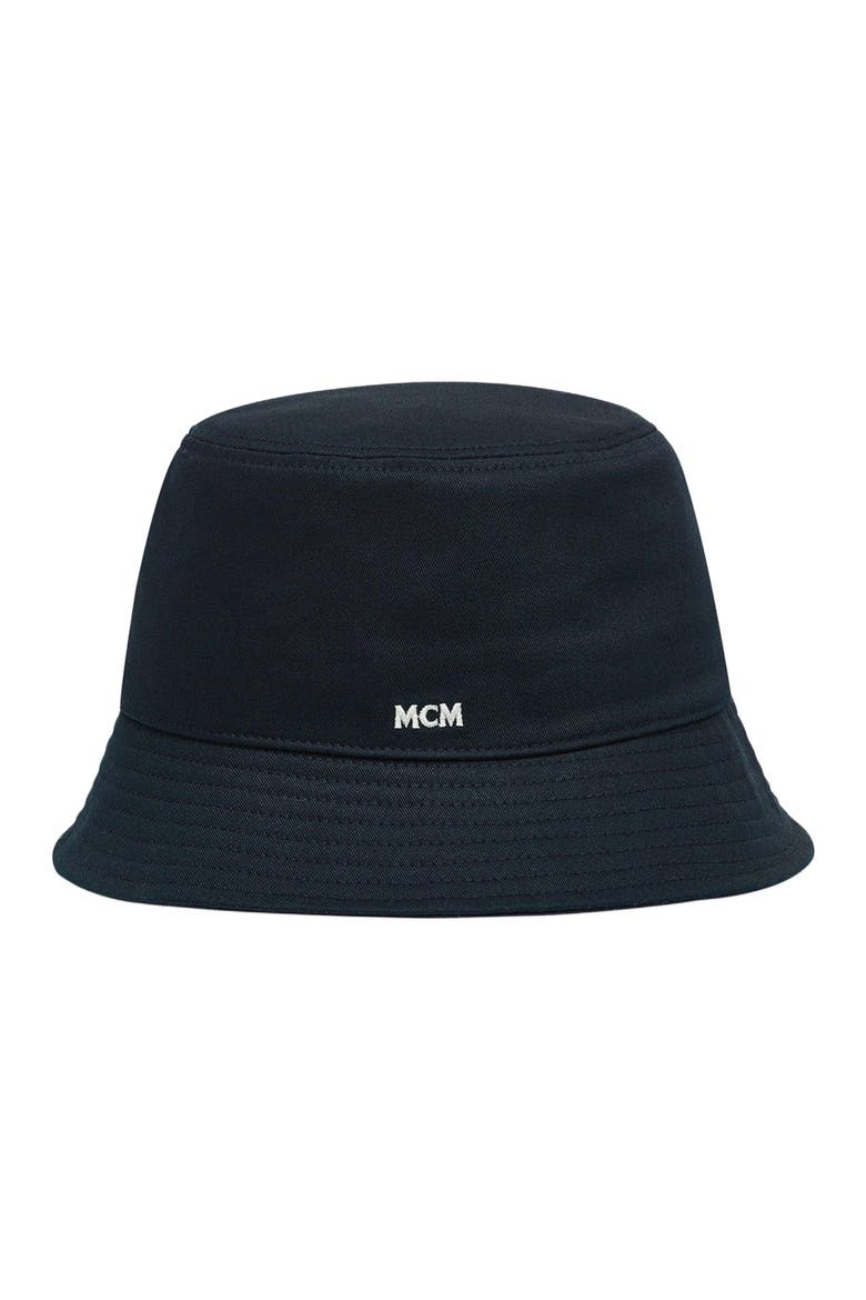 Essential Logo Bucket Hat in Cotton Twill, Alternate, color, DARKNAVY