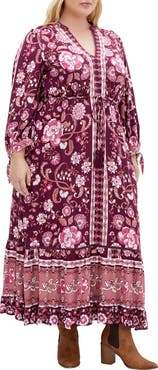 City Chic Trinity Print Long Sleeve Maxi Dress