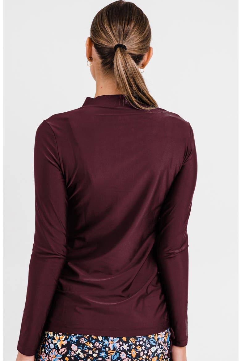 Half-Zip Nora Swim Top, Alternate, color, Wine