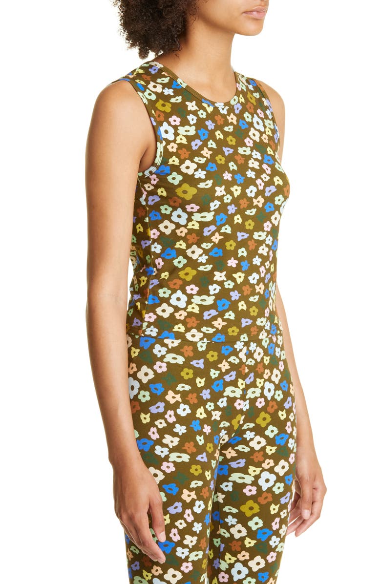 Sandy Liang Quenty Floral Print Cotton Jersey Tank, Alternate, color,