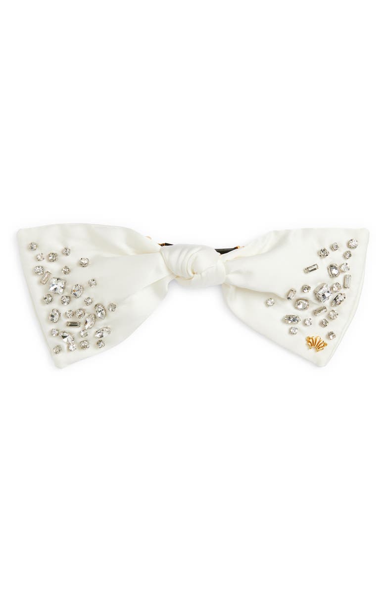 Lele Sadoughi Paloma Crystal Embellished Bow Barette, Main, color, April Diamond