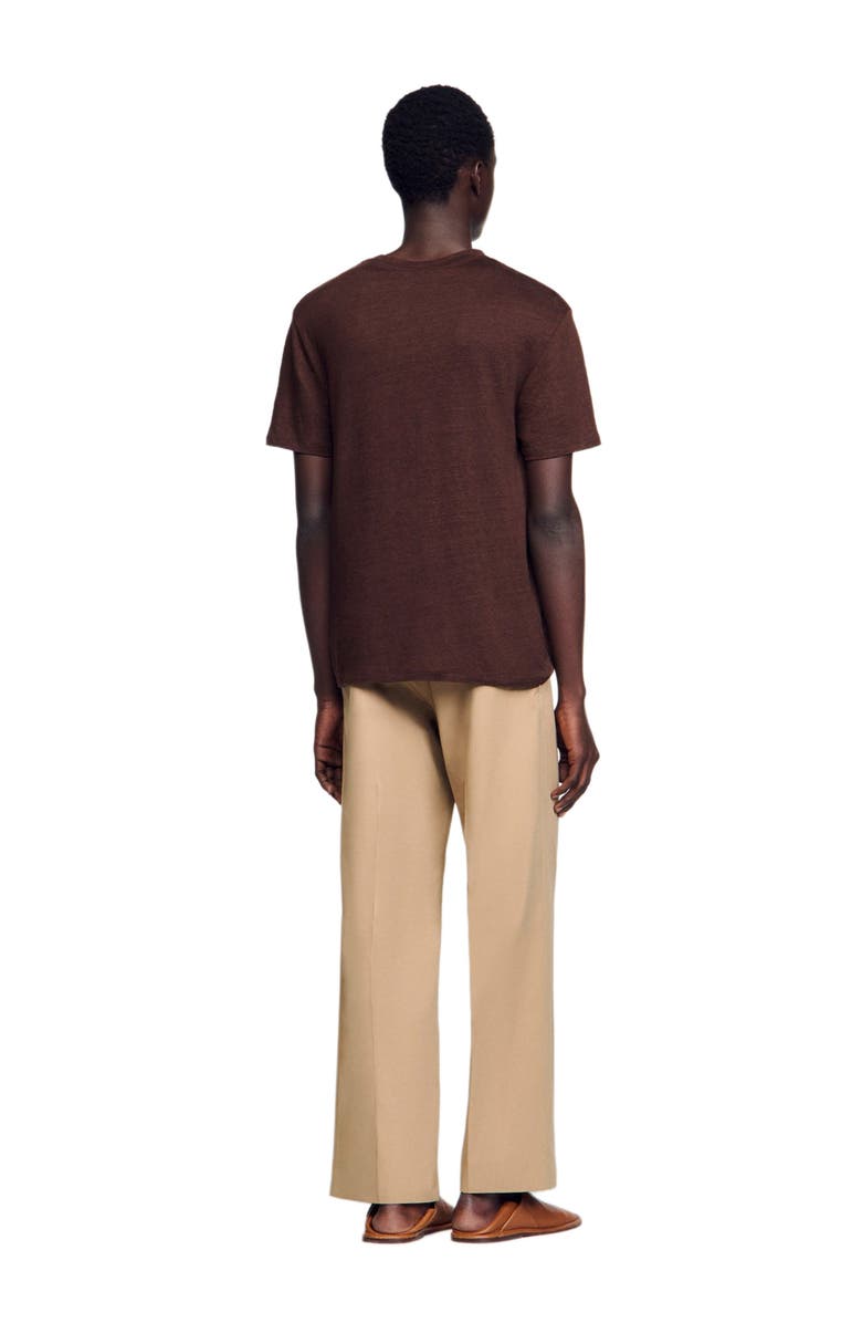 SANDRO Certified linen T-shirt, Alternate, color, Moka.