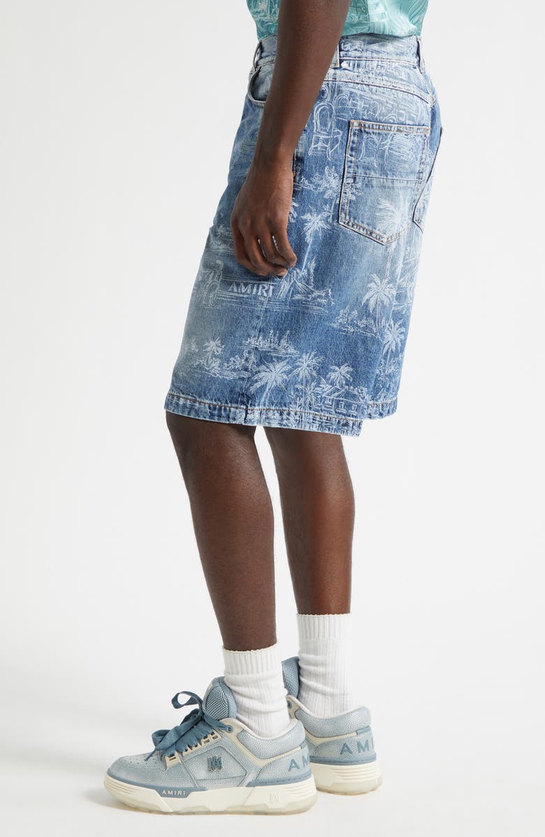 AMIRI Chateau Palms Denim Shorts, Alternate, color, Harbor Indigo