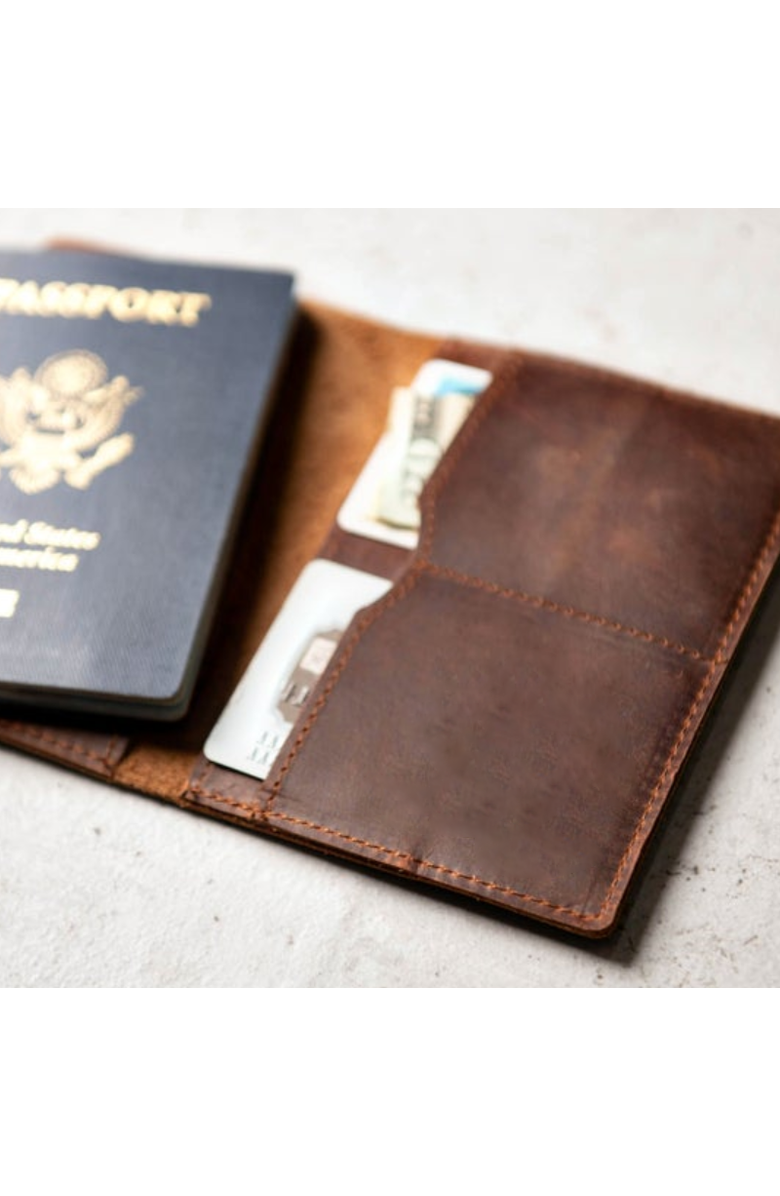 STEEL HORSE LEATHER Priam Handmade Leather Passport Cover, Alternate, color, Brown