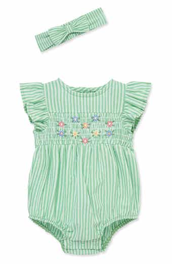 Little Me <p>Stripe Floral Bubble Romper & Headband Set (Baby)</p>