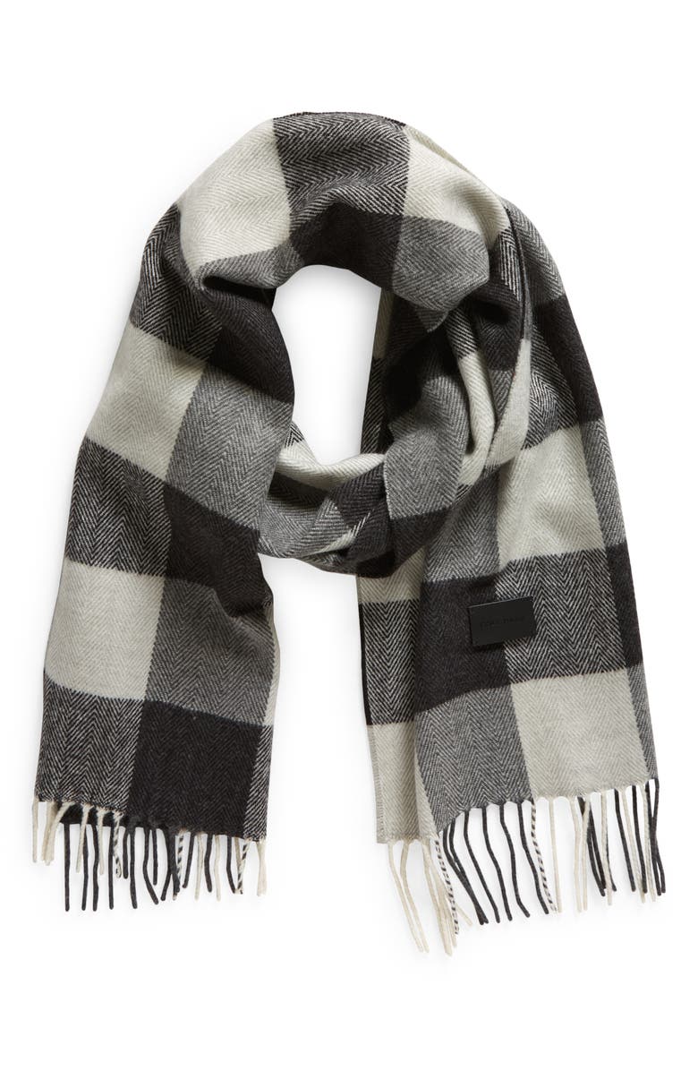 Cole Haan Plaid Fringe Scarf, Main, color, 