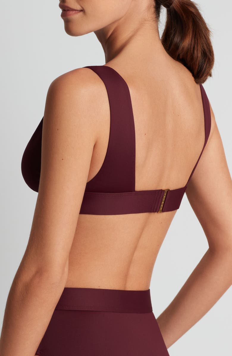 Lauren Ralph Lauren Banded Modern V-Neck Bikini Top, Main, color, 