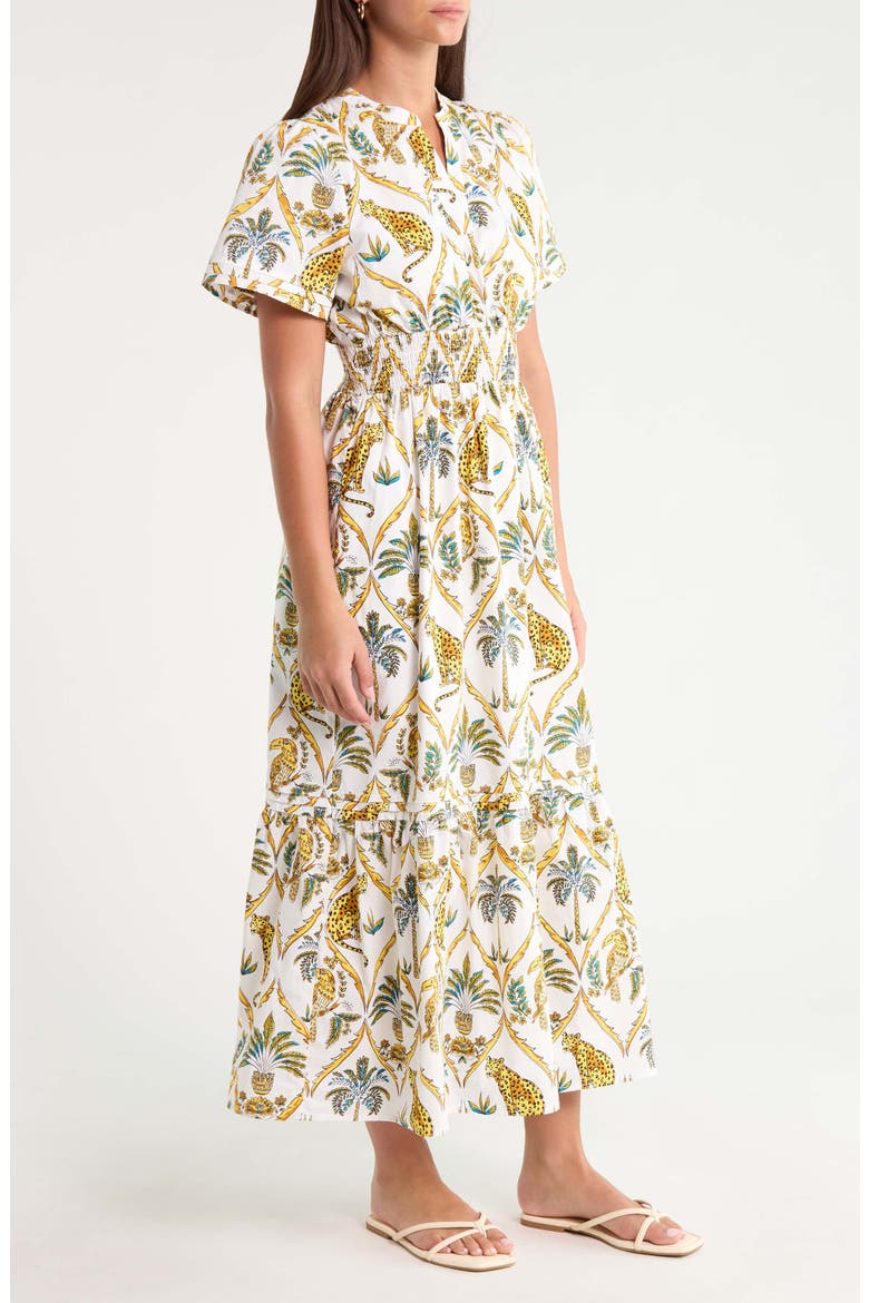 Belraj Tiered Cotton Poplin Maxi Dress, Alternate, color, WHITE-CAMEL