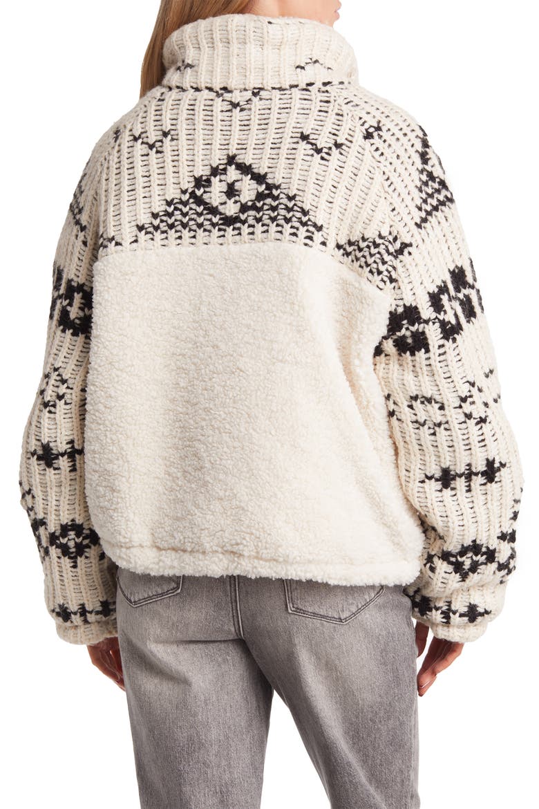 Knit Sleeve Faux Shearling Jacket, Alternate, color, FEELING COZY
