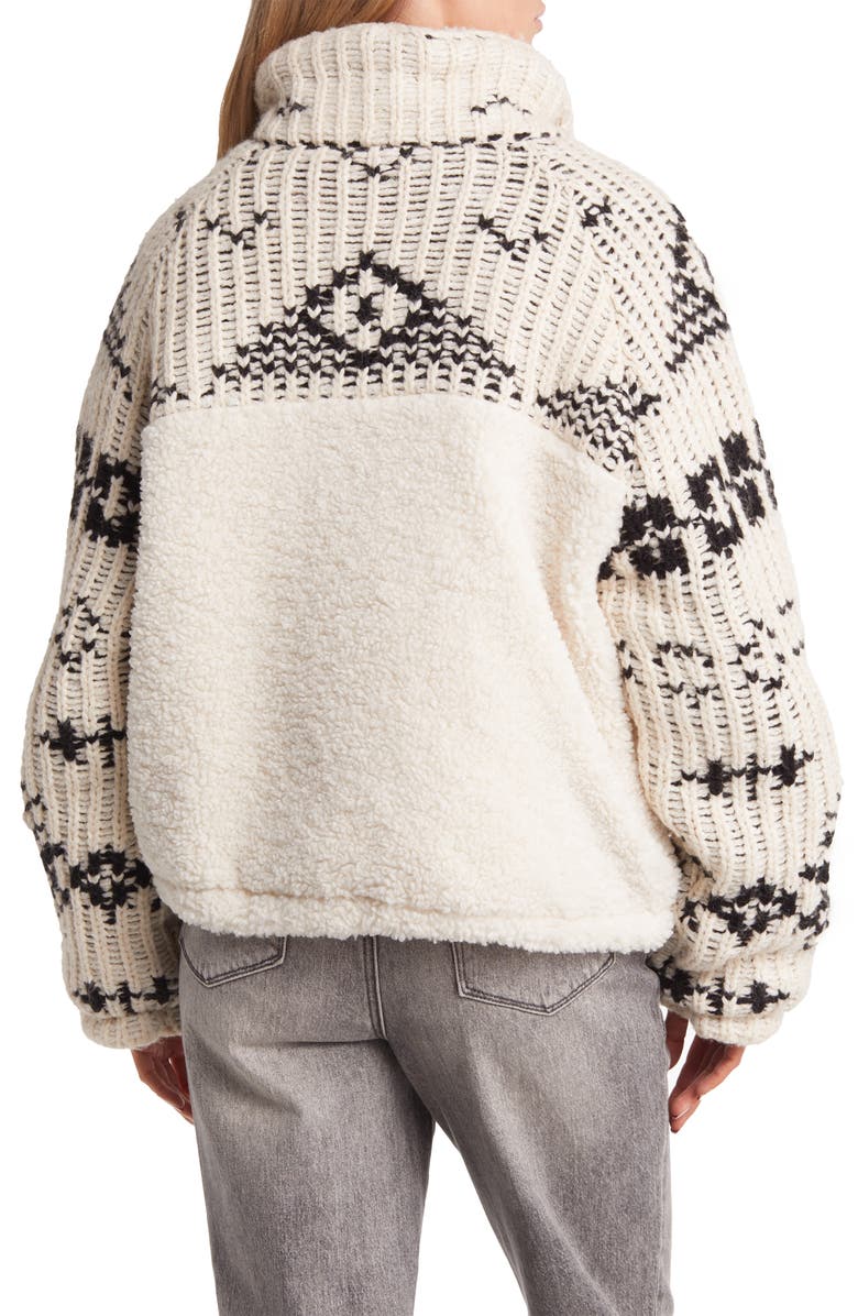 BLANKNYC Knit Sleeve Faux Shearling Jacket, Alternate, color,