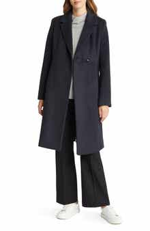 Cole Haan Signature Asymmetric Slick Wool Blend Coat