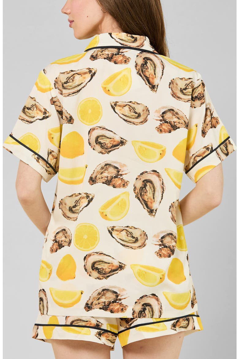 The World is Your Oyster Toile Short Pajamas, Alternate, color, YELLOW
