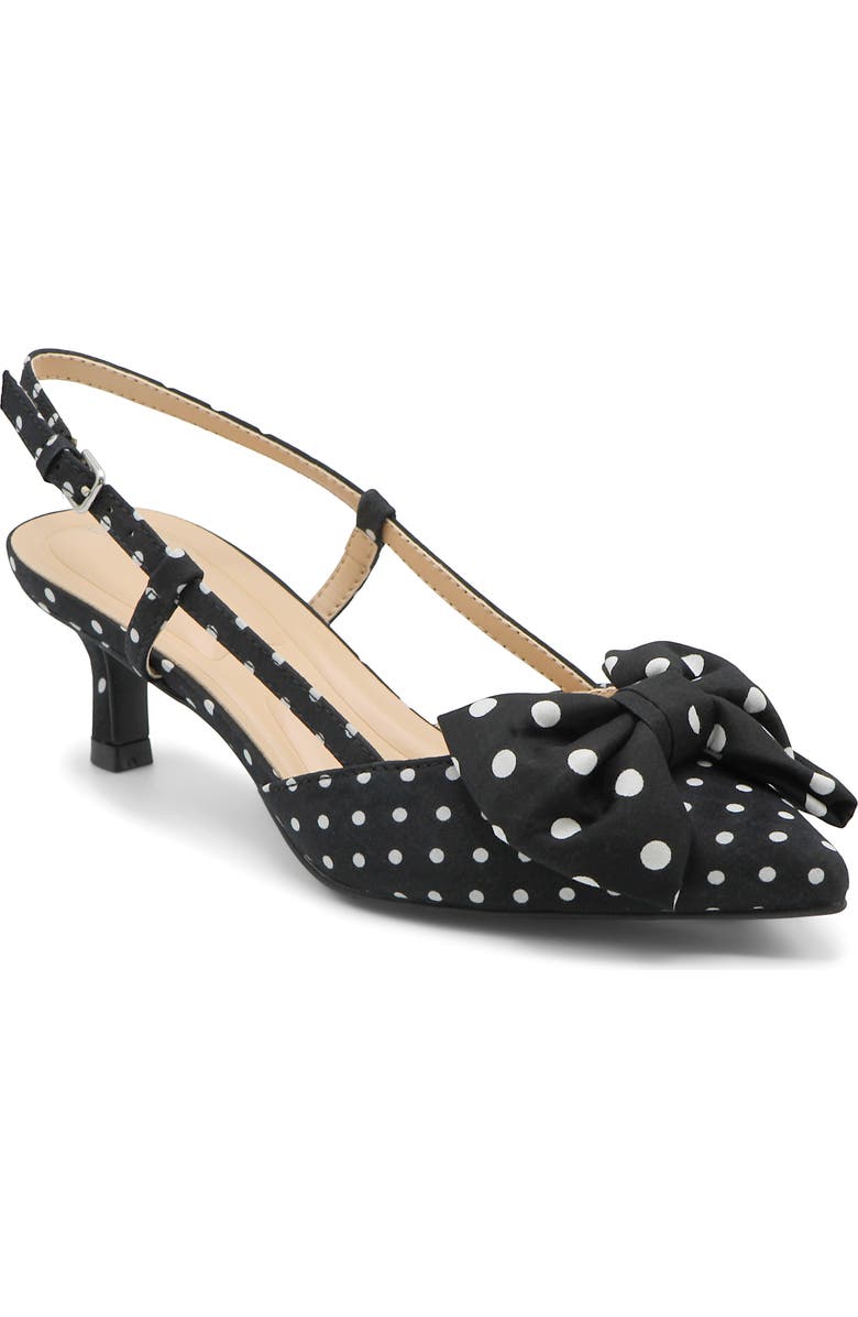 Adrienne Vittadini Sanger Kitten Heel Slingback Pump, Main, color, Black/ White Dot