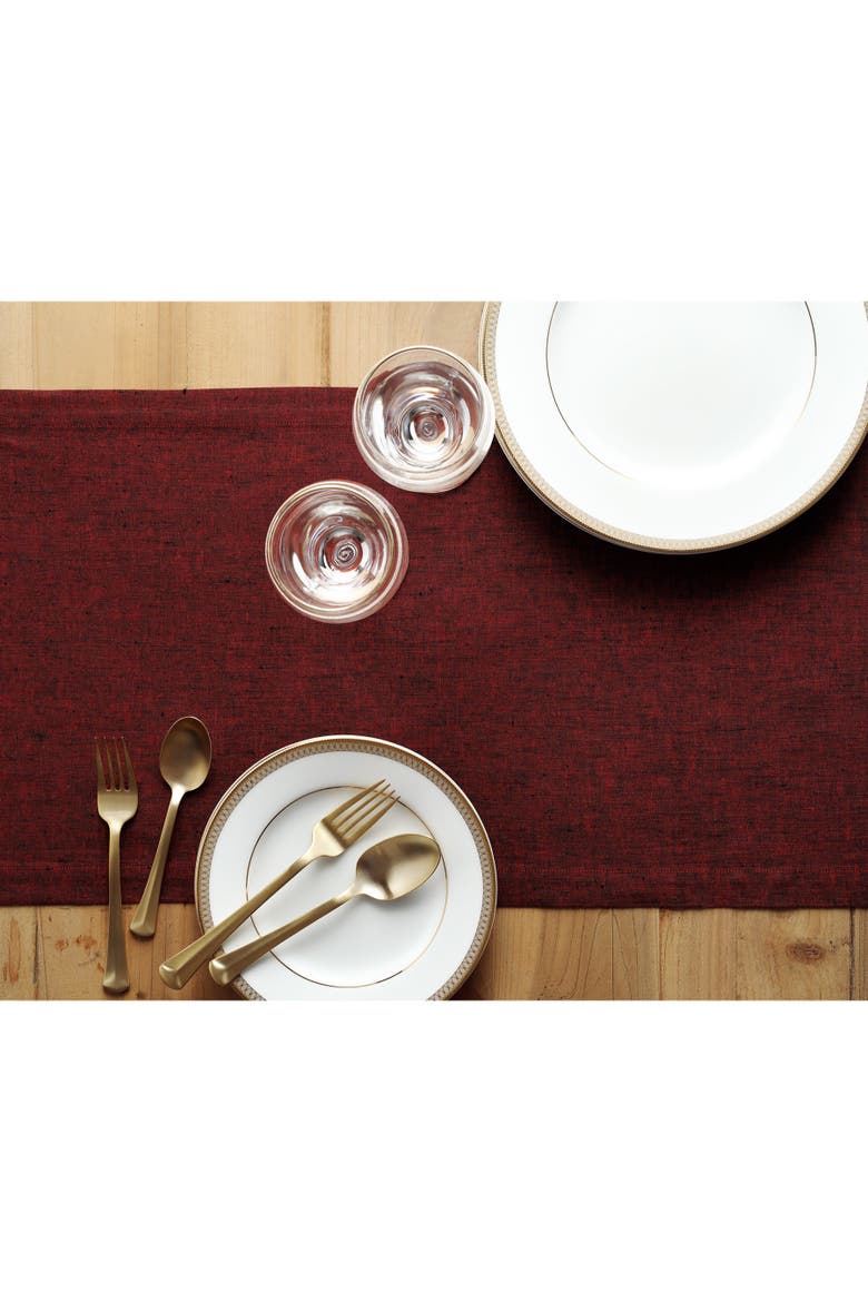 Linen Table Runner - Athena, Alternate, color, Red Garnet
