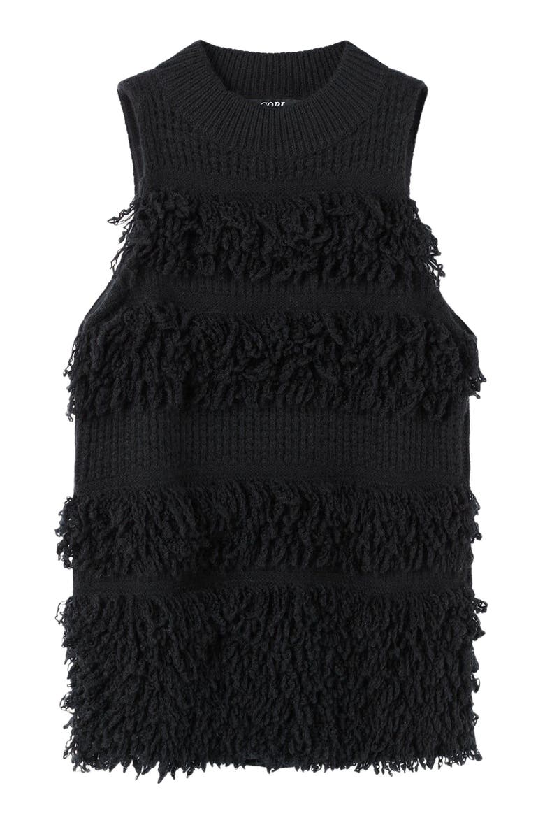 Loop-Stitch Cashmere Vest, Alternate, color, black