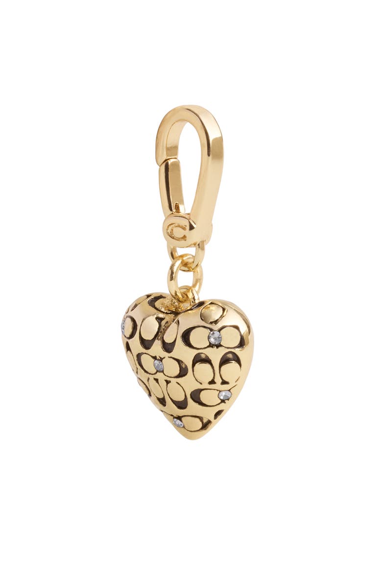 Quilted C Heart Charm, Alternate, color, SHINY GOLD