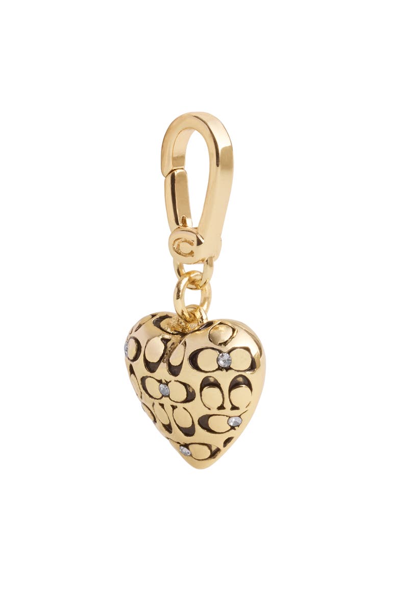 COACH Quilted C Heart Charm, Alternate, color, Shiny Gold